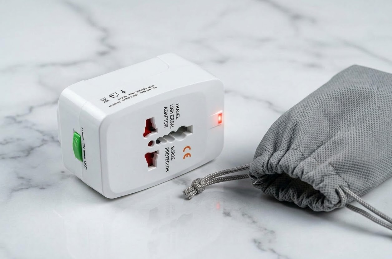 ปลั๊กไฟอเนกประสงค์พร้อมที่เสียบ USB 2 ช่อง ใส่ถุงผ้าสปันบอน  บรรจุกล่องสีขาวต่อชิ้น